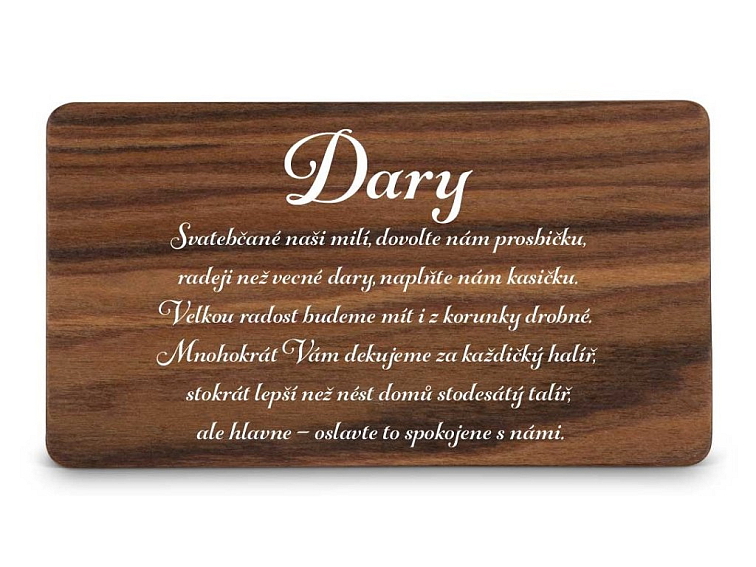 Dřevěná kartička DARY - DOT