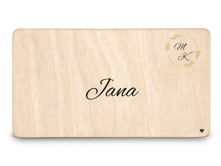 Dřevěná zasedací kartička MONOGRAM