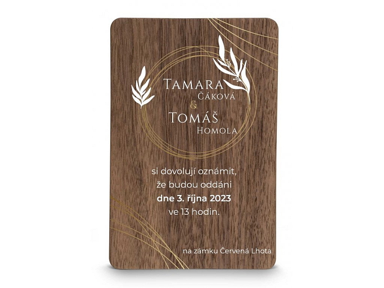 Dřevěné svatební oznámení CIRCLE