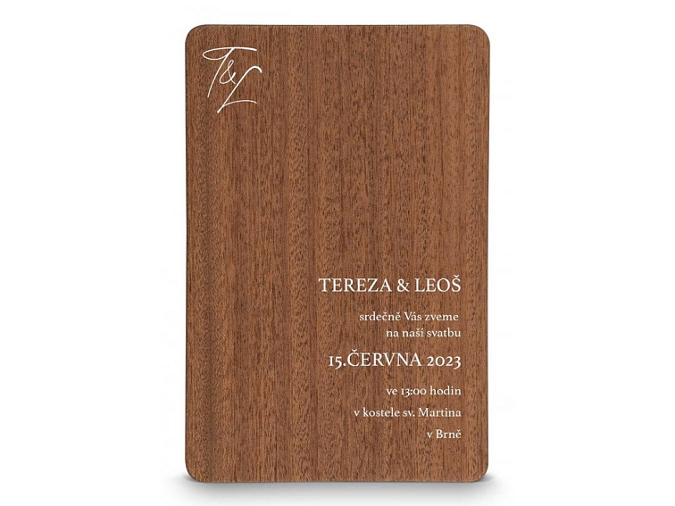 Dřevěné svatební oznámení EASY