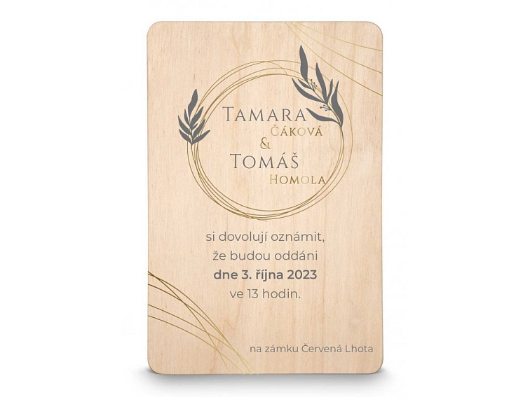 Dřevěné svatební oznámení CIRCLE