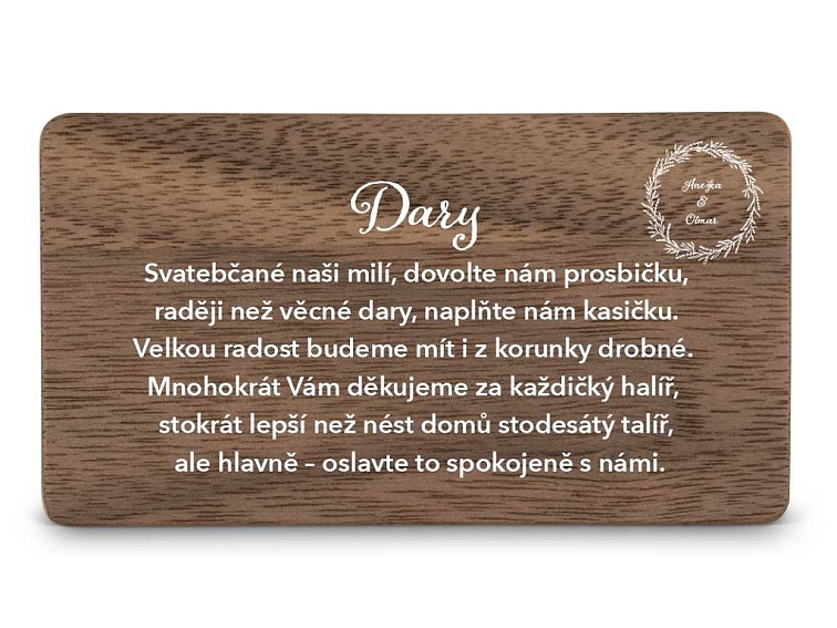 Dřevěná kartička DARY - MOTIV