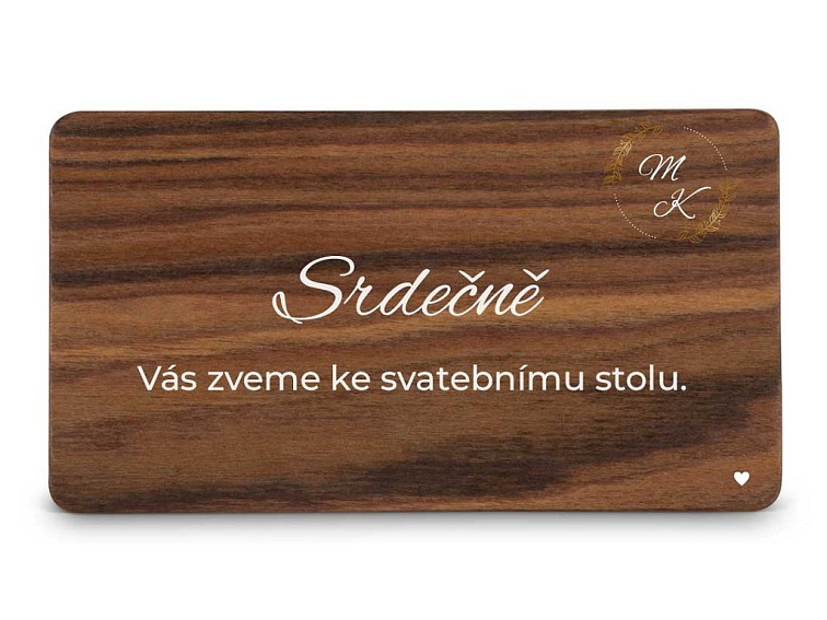 Dřevěná pozvánka ke stolu MONOGRAM