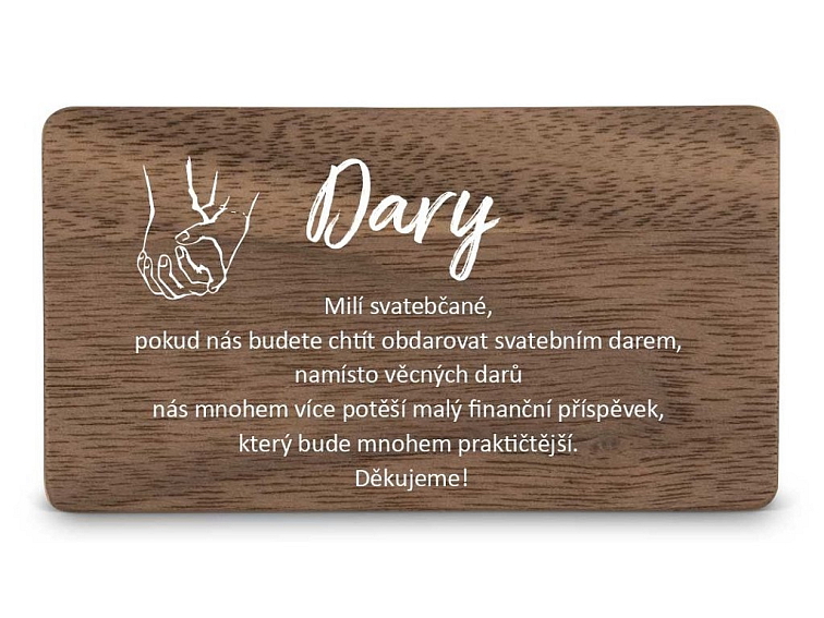 Dřevěná kartička DARY - ADULT HANDS