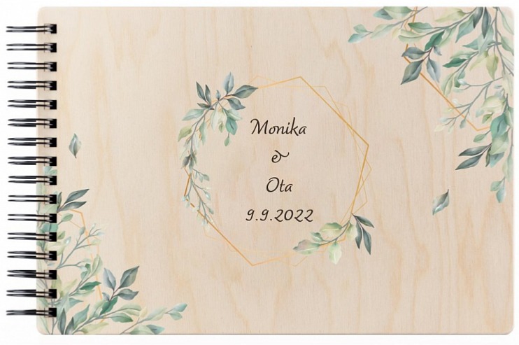 Dřevěné fotoalbum ŠESTIHRAN LISTY