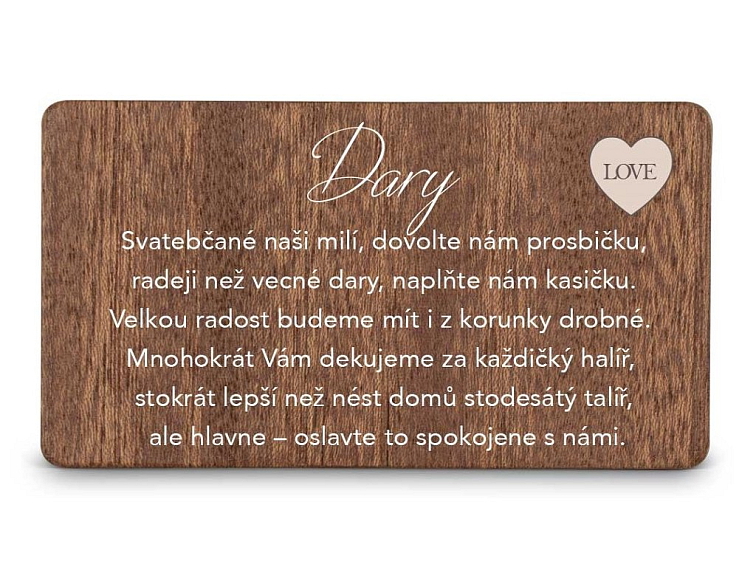 Dřevěná kartička DARY - ROZKVĚT