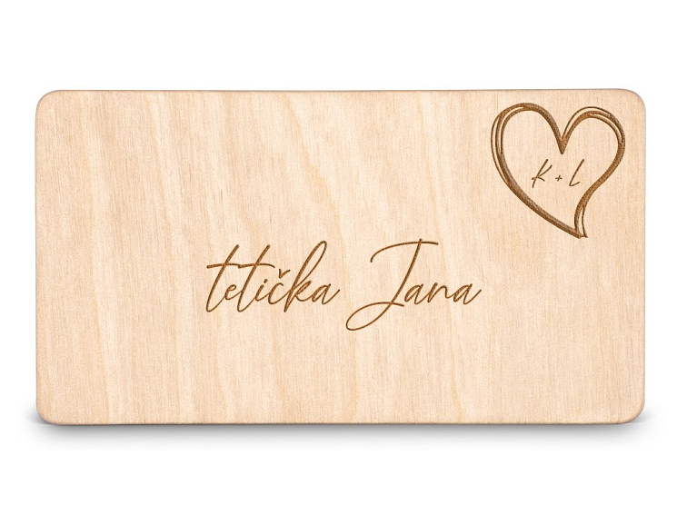 Dřevěná zasedací kartička SRDCE