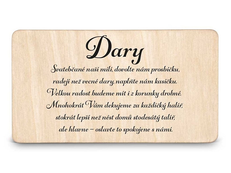Dřevěná kartička DARY - DOT