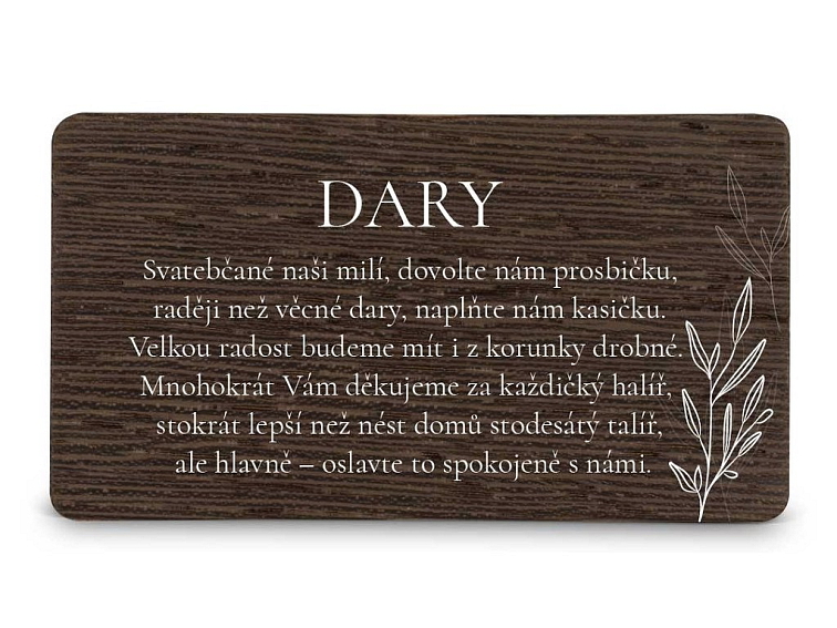 Dřevěná kartička DARY - LEAVES