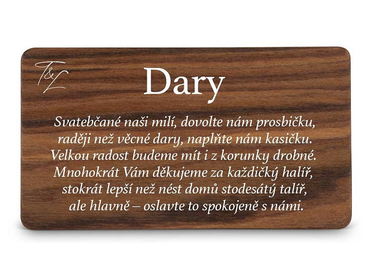Dřevěná kartička DARY - EASY
