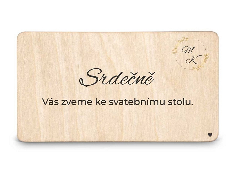 Dřevěná pozvánka ke stolu MONOGRAM