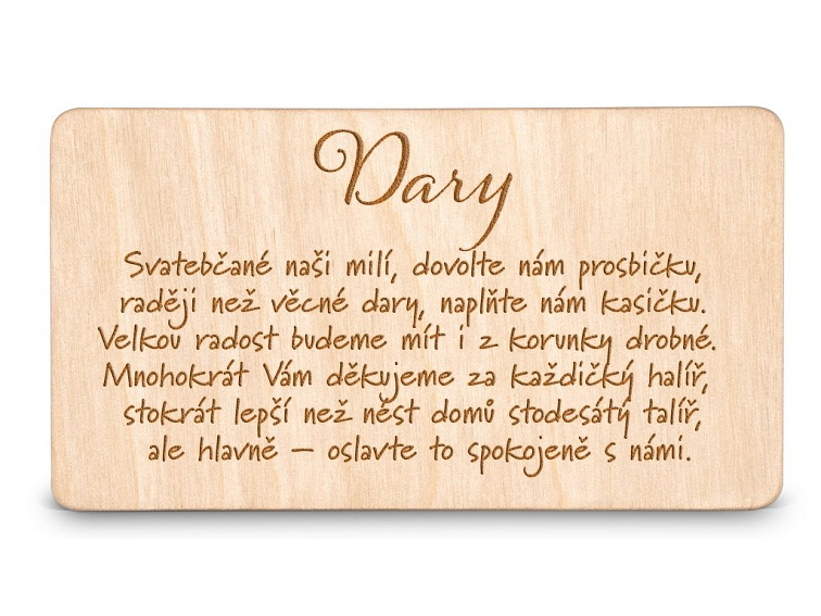 Dřevěná kartička DARY - STROM