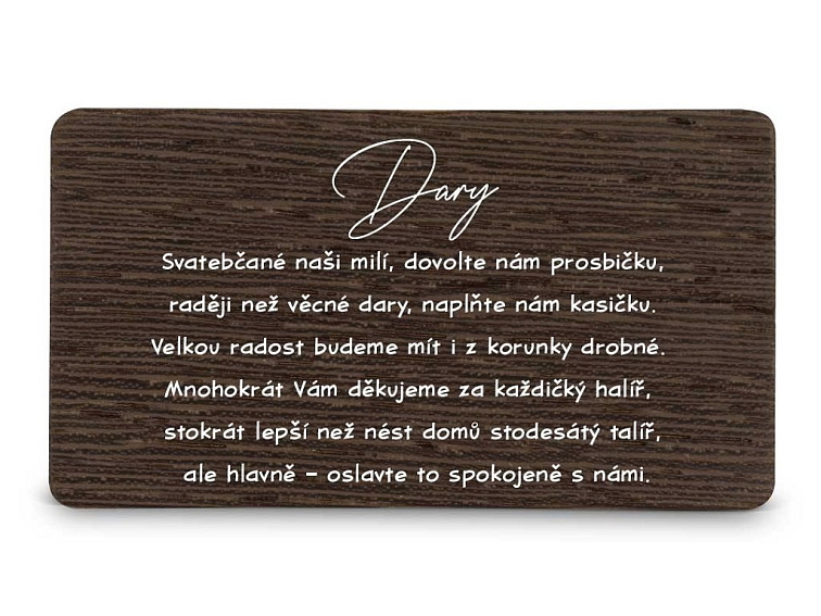 Dřevěná kartička DARY - TEXT