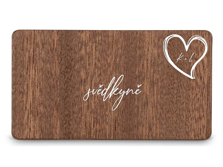 Dřevěná zasedací kartička SRDCE
