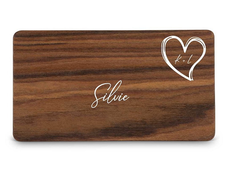 Dřevěná zasedací kartička SRDCE