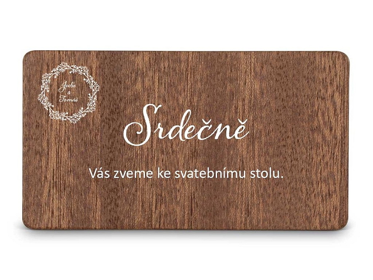 Dřevěná pozvánka ke stolu BOHO