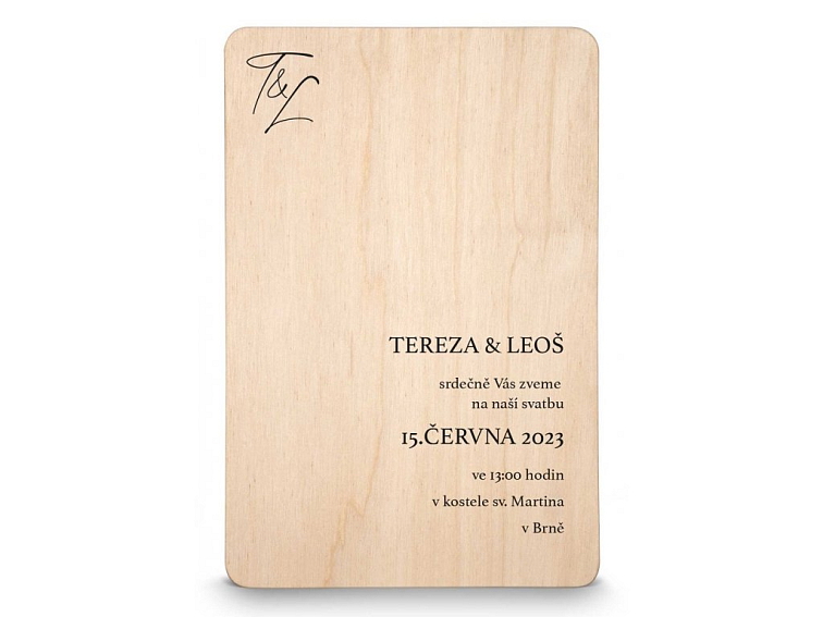 Dřevěné svatební oznámení EASY