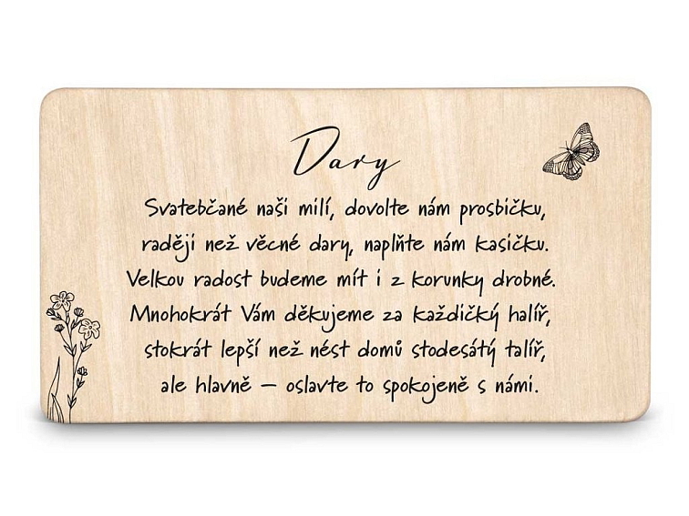 Dřevěná kartička DARY - LOUKA