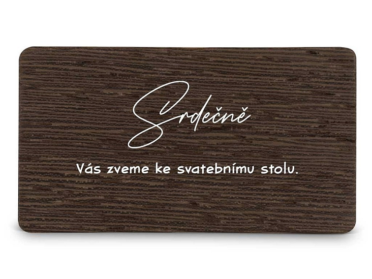 Dřevěná pozvánka ke stolu TEXT