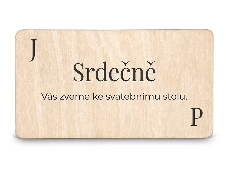 Dřevěná pozvánka ke stolu JMÉNO