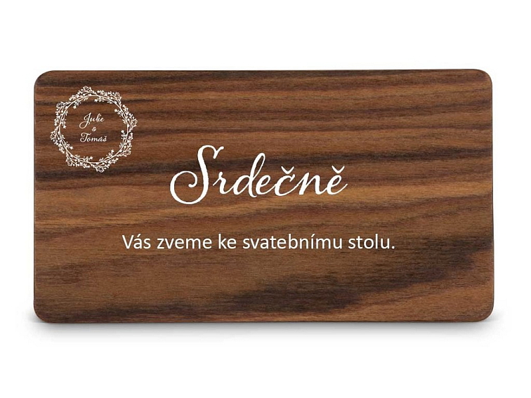 Dřevěná pozvánka ke stolu BOHO