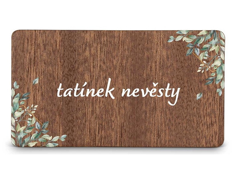 Dřevěná zasedací kartička - ŠESTIHRAN LISTY