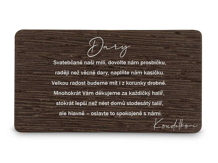 Dřevěná kartička DARY - VĚTVIČKA