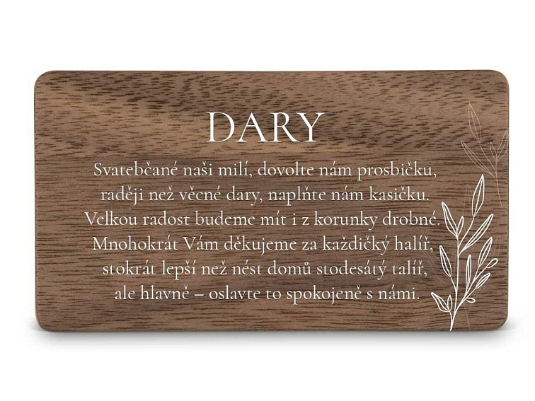 Dřevěná kartička DARY - LEAVES