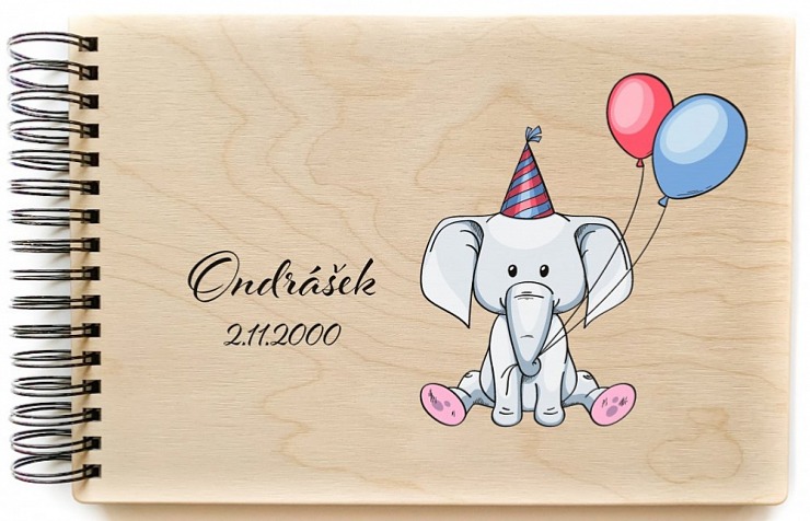 Dřevěné dětské fotoalbum SLON