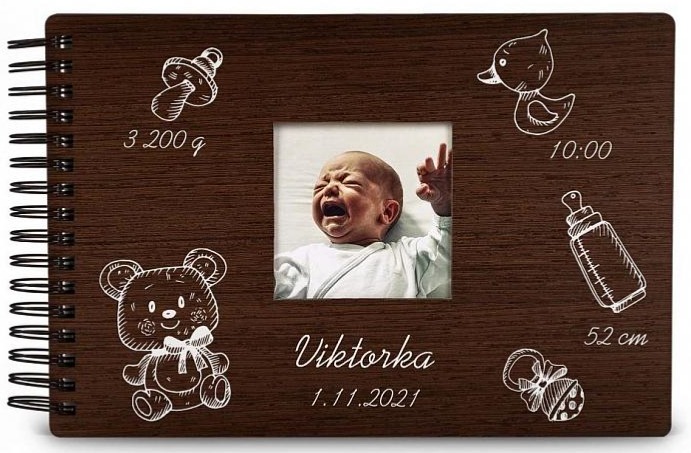 Dřevěné dětské fotoalbum FOTO