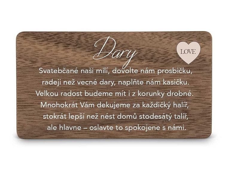Dřevěná kartička DARY - ROZKVĚT