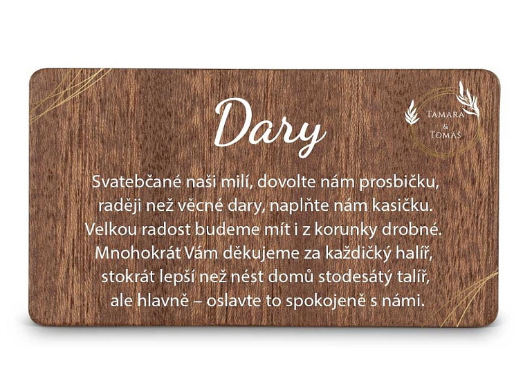 Dřevěná kartička DARY - CIRCLE