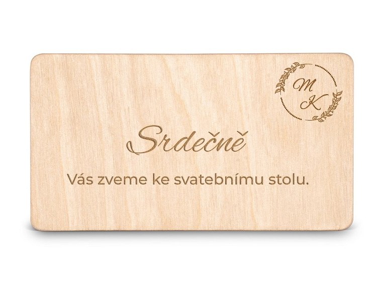 Dřevěná pozvánka ke stolu MONOGRAM