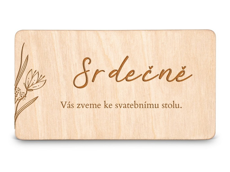 Dřevěná pozvánka ke stolu SNĚŽENKA