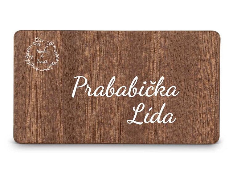 Dřevěná zasedací kartička - BOHO STYLE