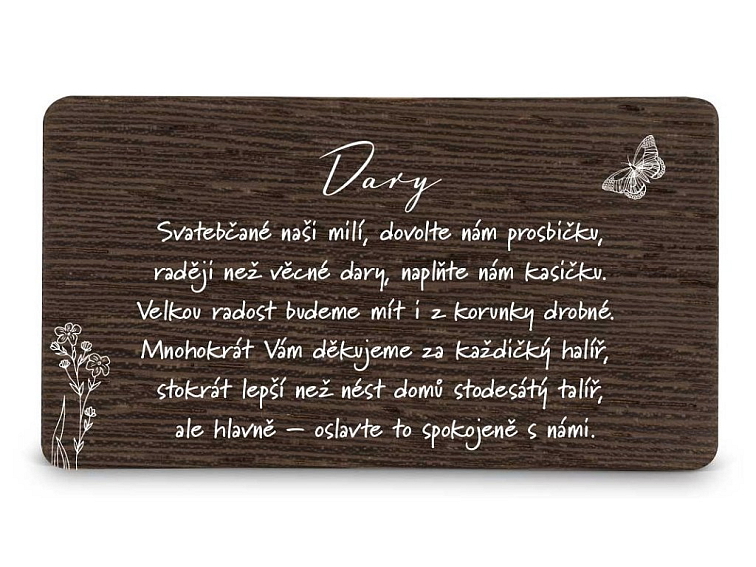 Dřevěná kartička DARY - LOUKA