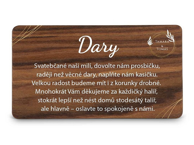 Dřevěná kartička DARY - CIRCLE
