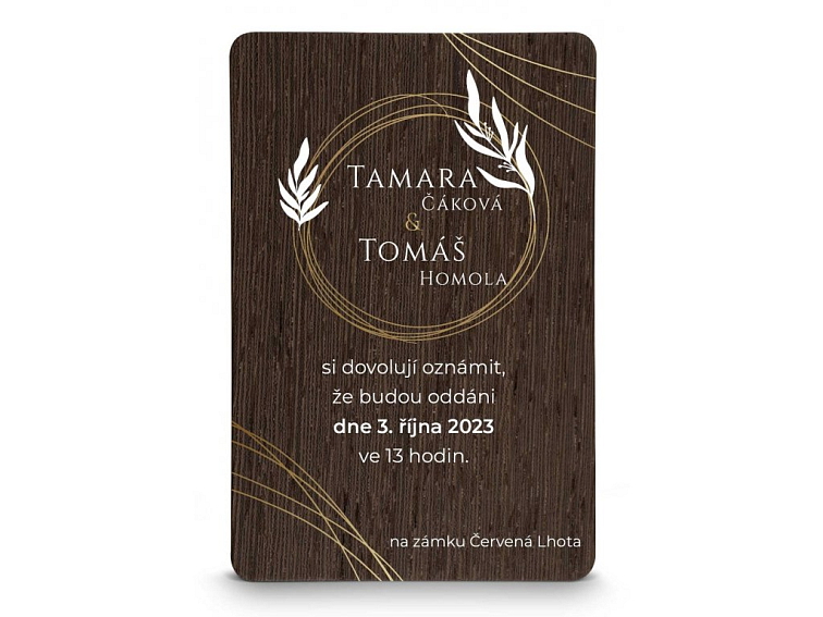 Dřevěné svatební oznámení CIRCLE