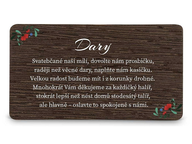 Dřevěná kartička DARY - FOLK