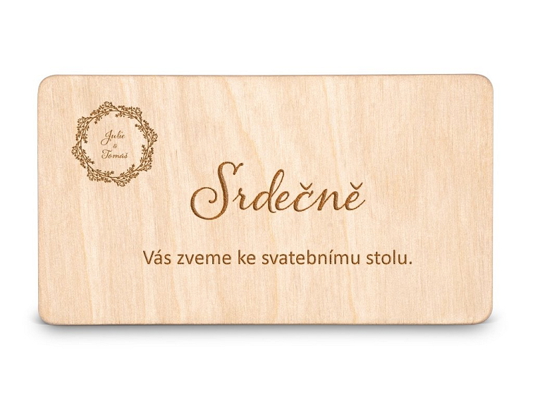 Dřevěná pozvánka ke stolu BOHO