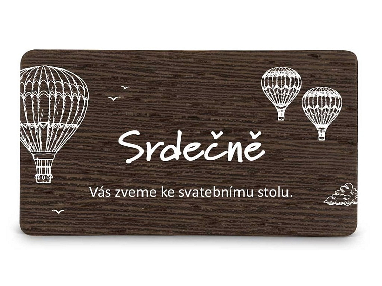Dřevěná pozvánka ke stolu BALÓNY