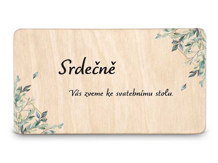 Dřevěná pozvánka ke stolu ŠESTIHRAN LISTY
