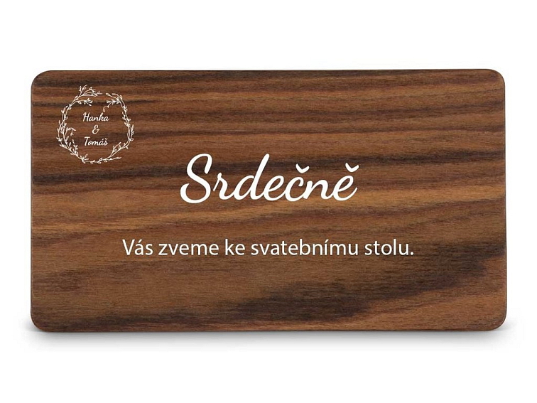 Dřevěná pozvánka ke stolu BOHO STYLE