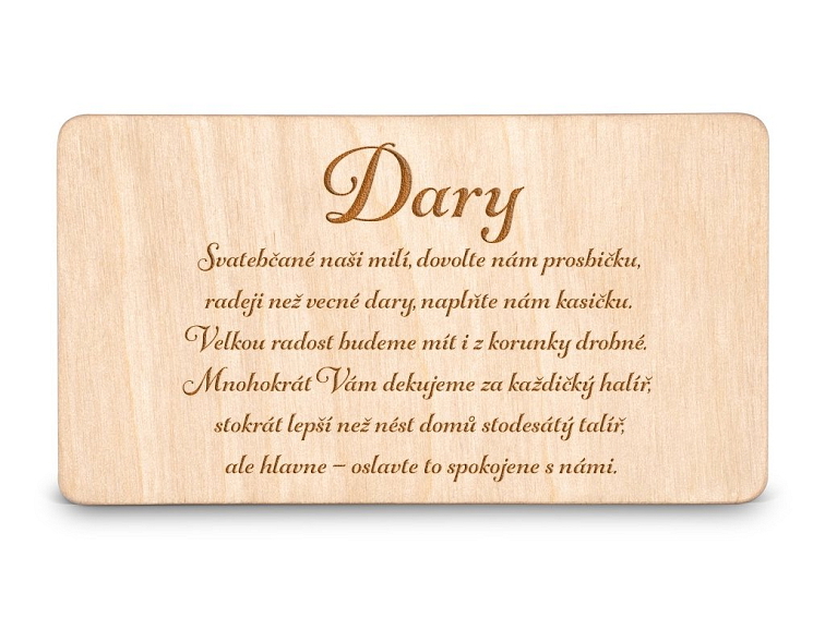 Dřevěná kartička DARY - DOT