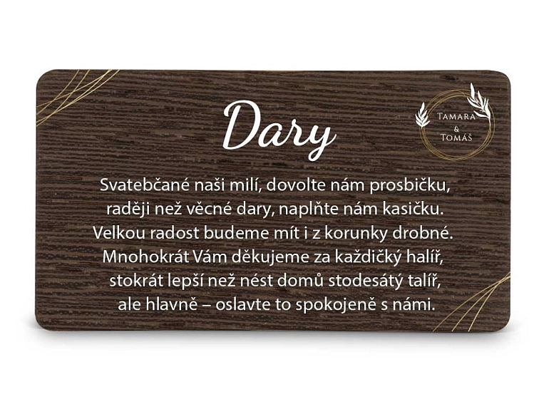 Dřevěná kartička DARY - CIRCLE
