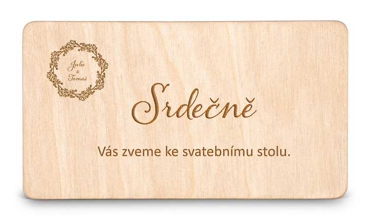 Dřevěná pozvánka ke stolu BOHO