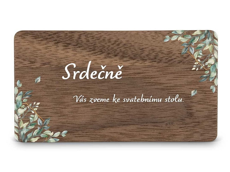 Dřevěná pozvánka ke stolu ŠESTIHRAN LISTY