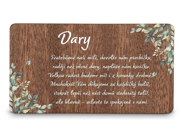 Dřevěná kartička DARY - ŠESTIHRAN LISTY
