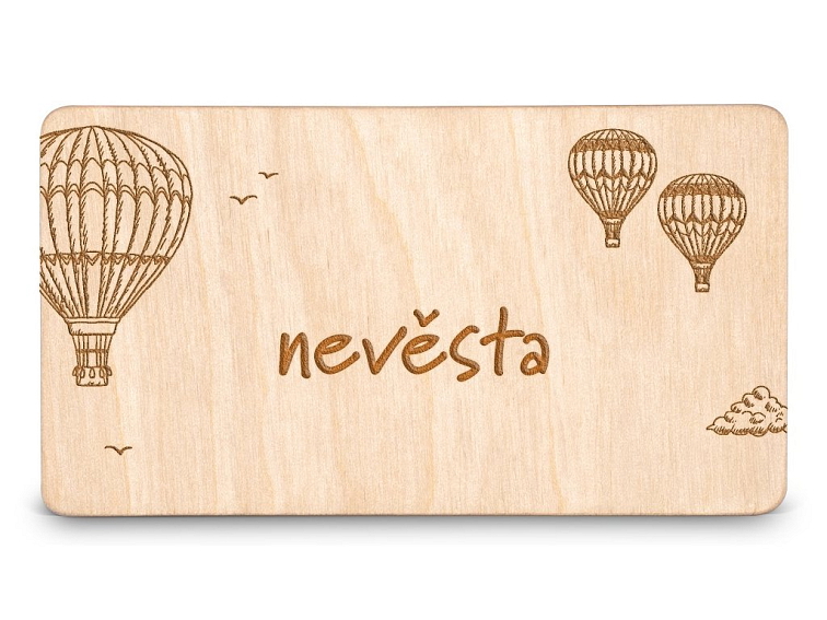 Dřevěná zasedací kartička BALÓNY