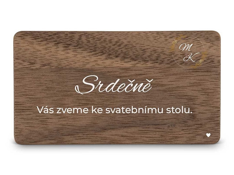 Dřevěná pozvánka ke stolu MONOGRAM
